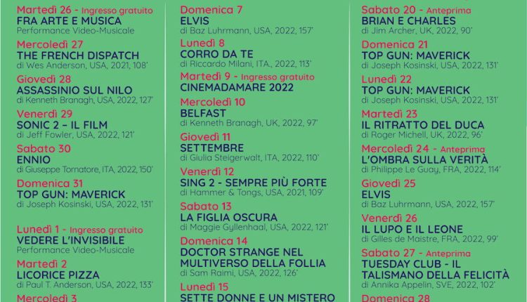 Programma cinema porco delle concette Luglio-Agosto